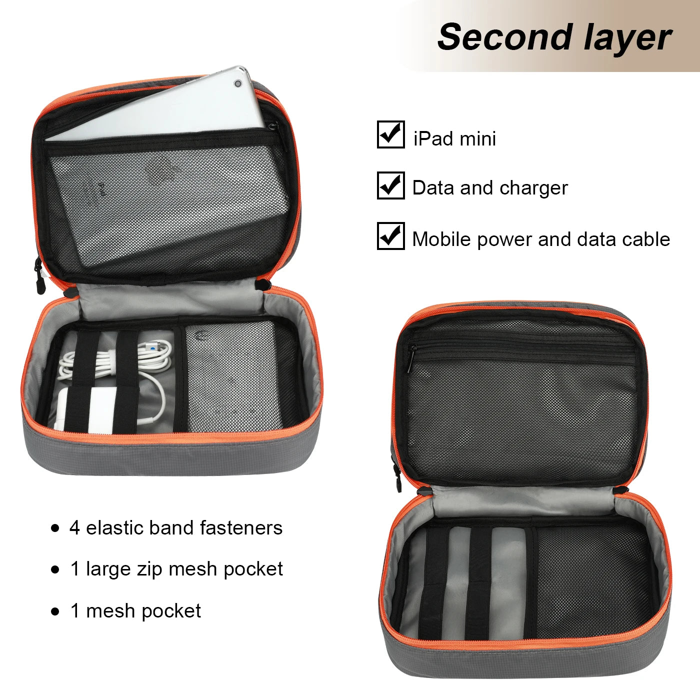 Portable Electronic Accessories Travel case,Cable Organizer Bag Gadget Carry Bag for iPad,Cables,Power,USB Flash Drive, Charger