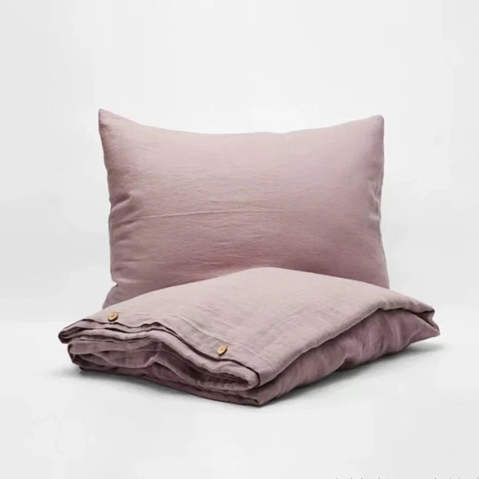 100% Linen Bed Duvet Cover Stone Washed France Linen Solid Color Breathable Pillowcase Home Textiles Bedding
