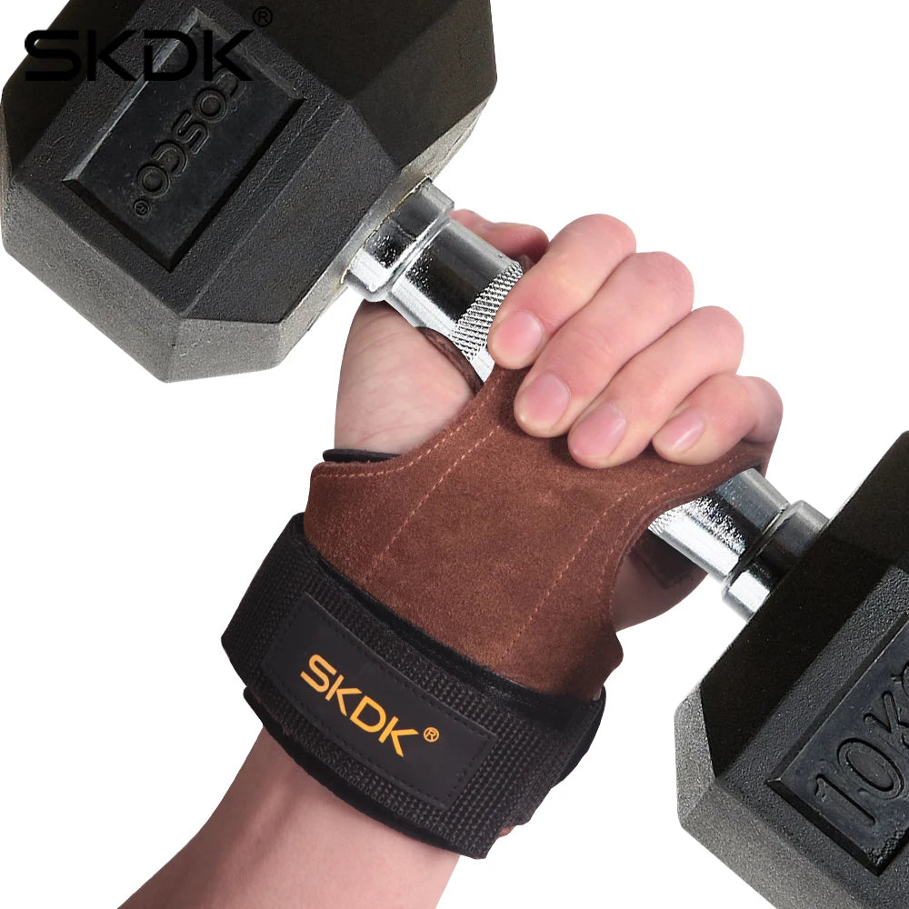 Gym Grips Cowhide Palm Guards Weightlifting Gloves - Unisex