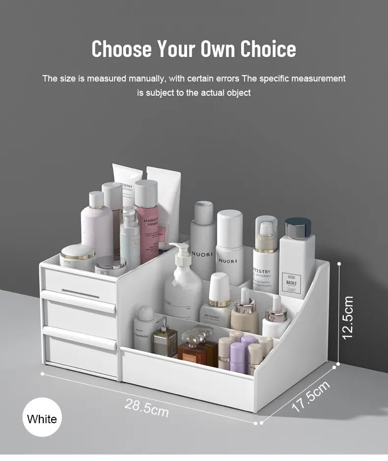 1pc White New Drawer Makeup Storage Box - Dormitory Finishing Plastic Shelf