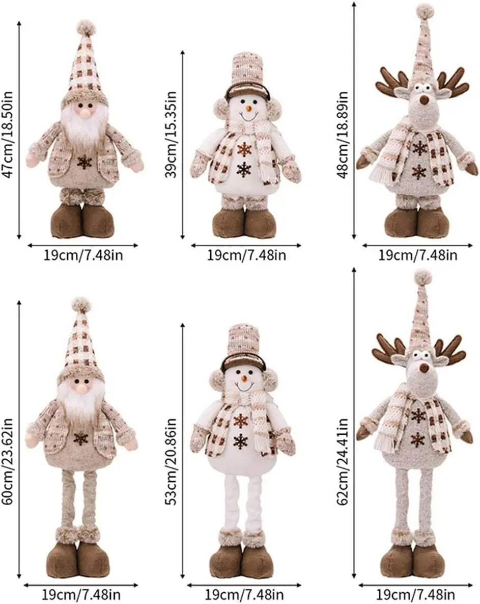 Christmas Decorations Adjustable Extendable Santa Snowman Reindeer Dolls - Indoor Tabletop Ornaments Gifts