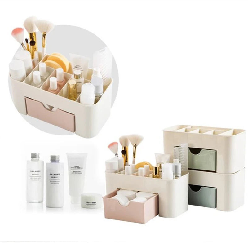 Makeup Organizer Storage Box With Drawer Cotton Swab Stick Storage Case Lipstick Organizer Brush Holder Makeup Acrylic Plastic