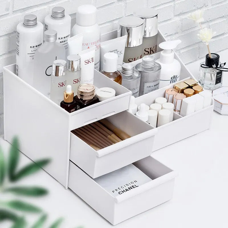 1pc White New Drawer Makeup Storage Box - Dormitory Finishing Plastic Shelf