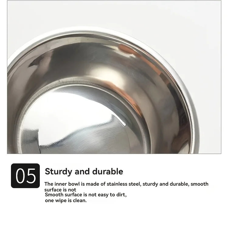 Dual Bowl Stainless Steel Pet Bowls for Dogs and Cats - Non-Skid Base