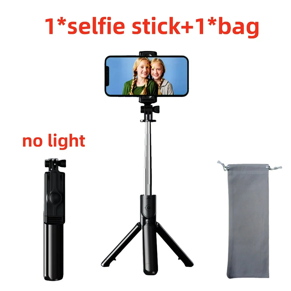 New Tripod for Smartphone Camera, Stand with Bluetooth Shutter and Light, Wireless Selfie Stick Brackets with Phone Holde