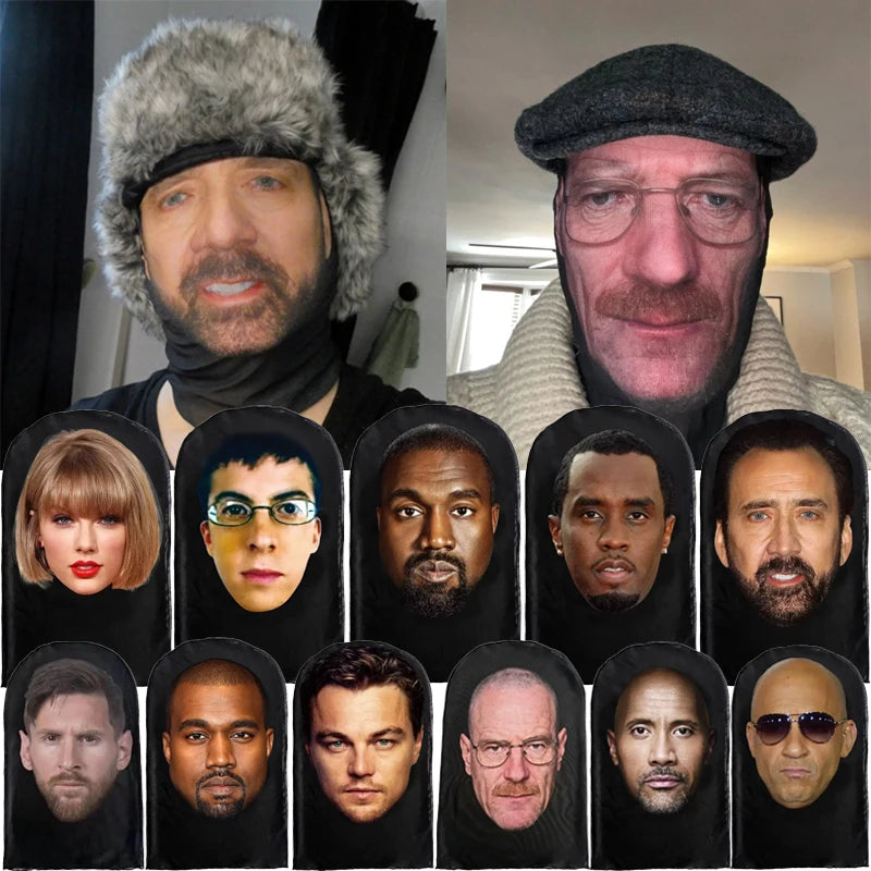 Cosplay 3D Printed Celebrity Stretch Mesh Full Face Mask for Men or Women