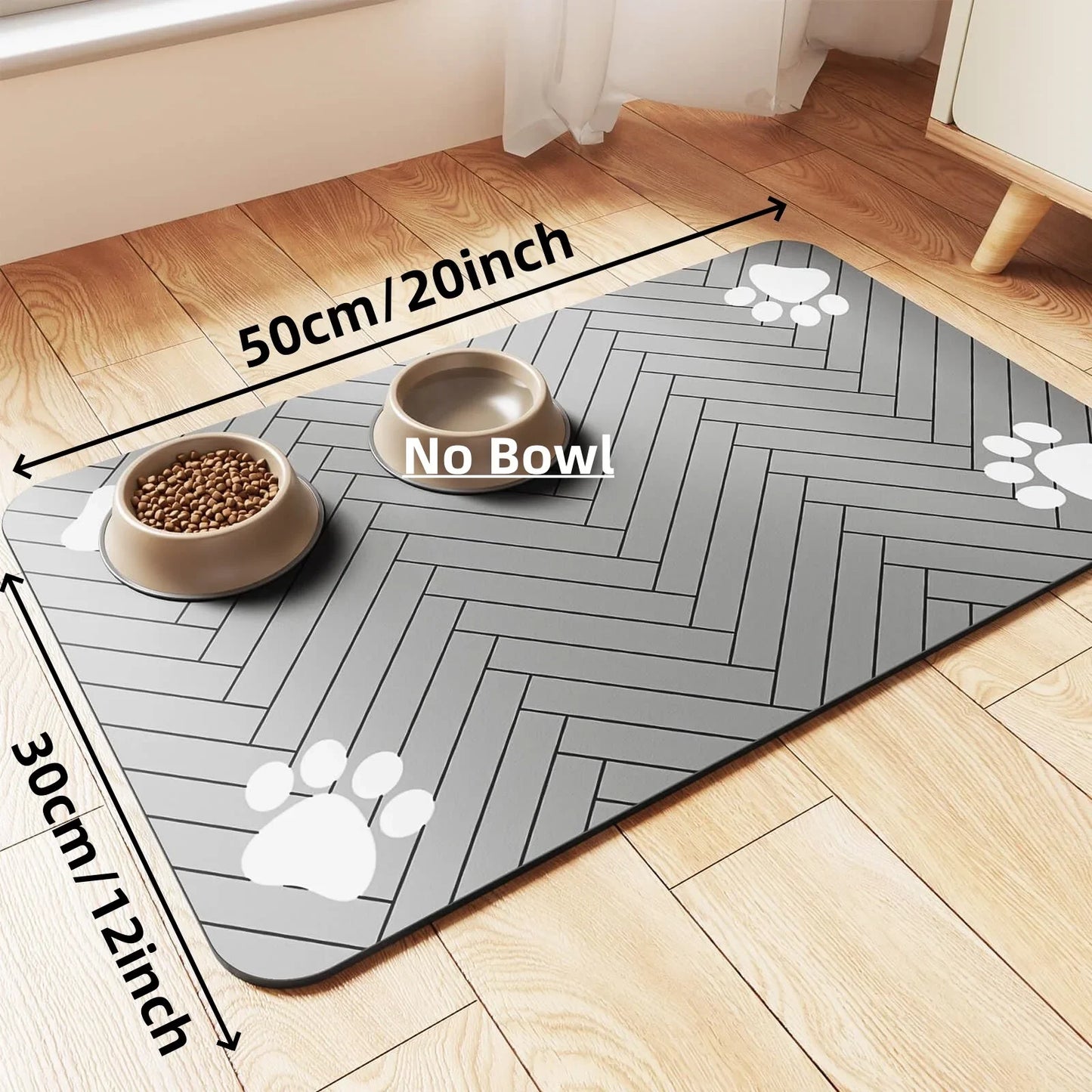 Absorbent Pet Feeding Mat, Waterproof Placemat for Dog & Cat Food & Water Bowls