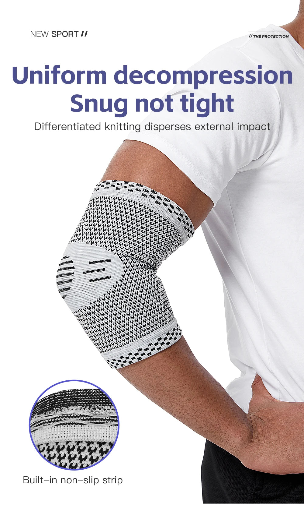 1Pcs Fitness Elbow Brace Compression Support Sleeve for Tendonitis, Tennis Elbow, Golf Treatment - Reduce Joint Pain