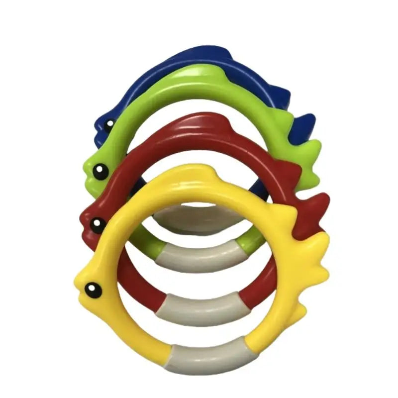 4Pcs Underwater Swim Training Gear With Fish-Shaped Retrieval Rings Diving Rings Set Floatable PVC Pool Toys For Adults/Kids