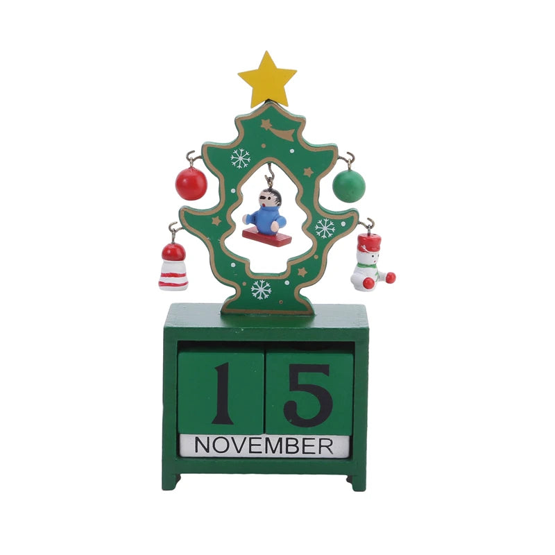 Christmas Count Down Calendar Santa Claus Elk Snowman Wooden Calendar Christmas Ornaments Desktop Decoration Gifts