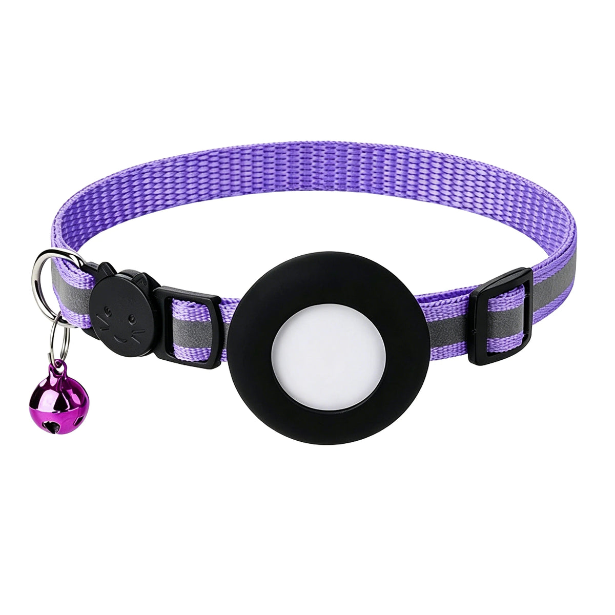 Airtag Cat Collar, Reflective Breakaway Safety Buckle with Bell, Adjustable Anti-Lost GPS Collar Holder for Kittens Puppies
