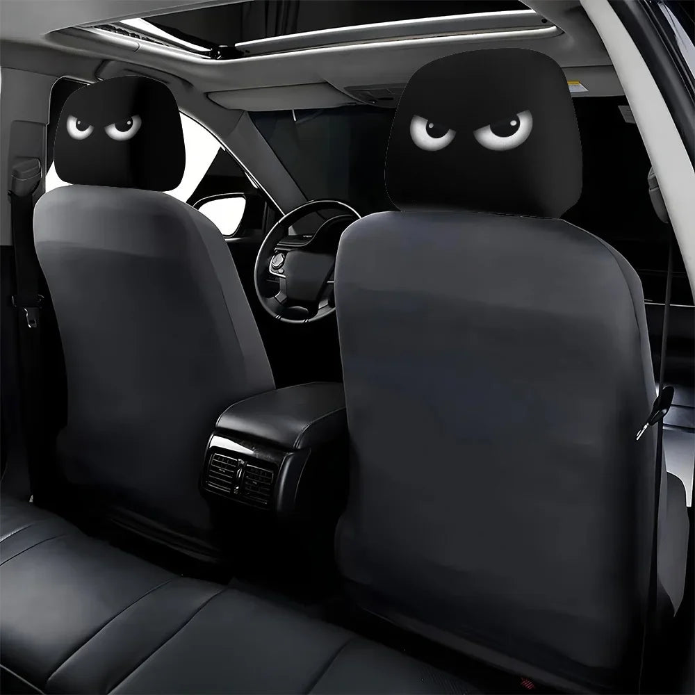 2PCS Funny Slanted Eyes Car Headrest Covers for Halloween or seasonal parties