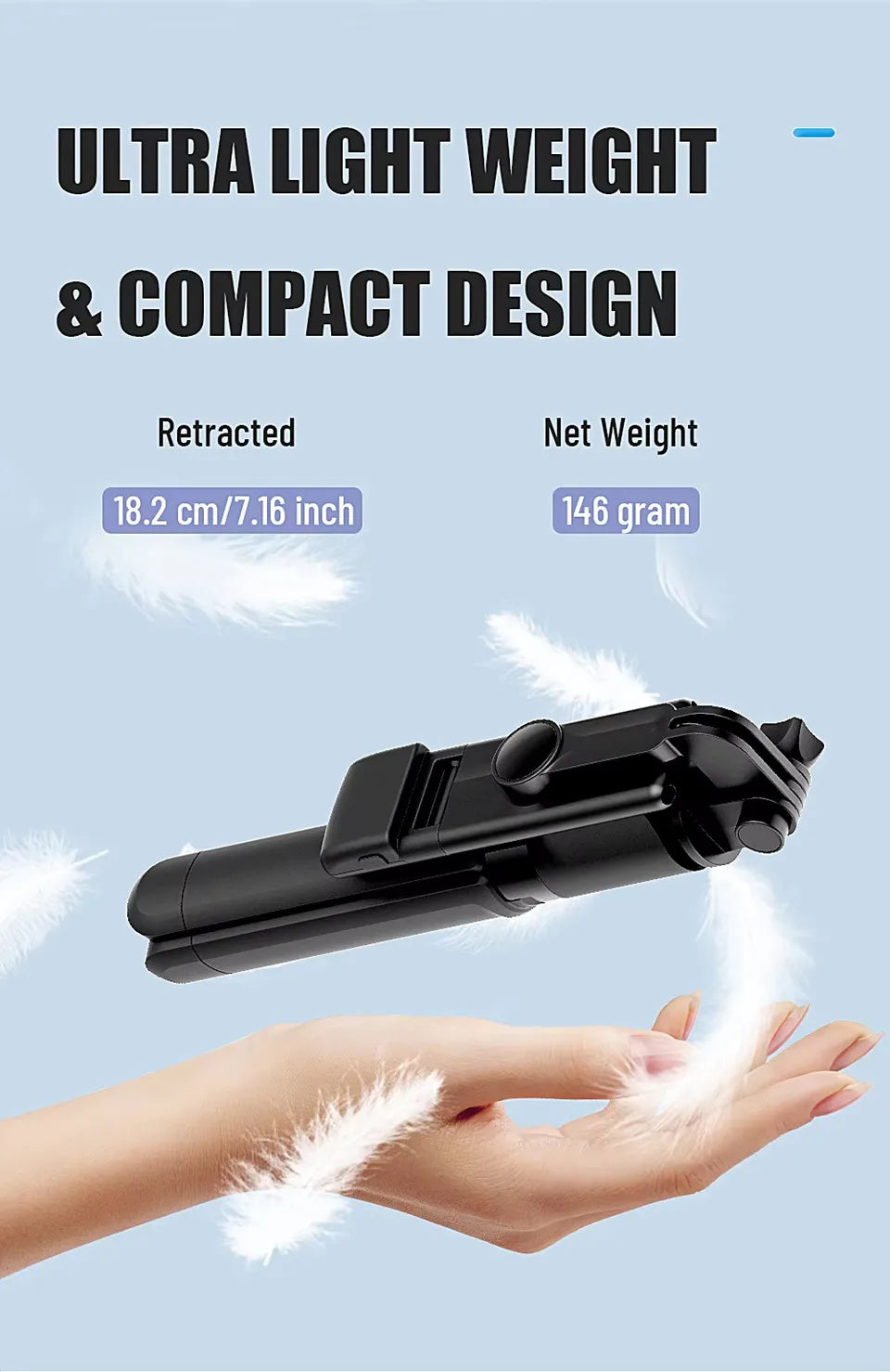 New Tripod for Smartphone Camera, Stand with Bluetooth Shutter and Light, Wireless Selfie Stick Brackets with Phone Holde