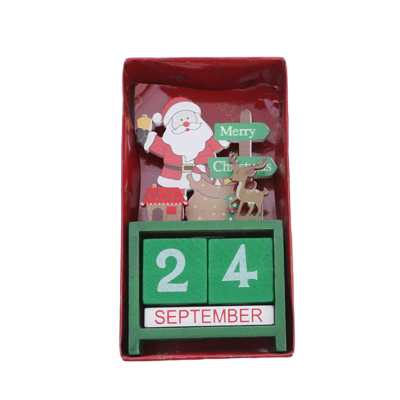 Christmas Count Down Calendar Santa Claus Elk Snowman Wooden Calendar Christmas Ornaments Desktop Decoration Gifts