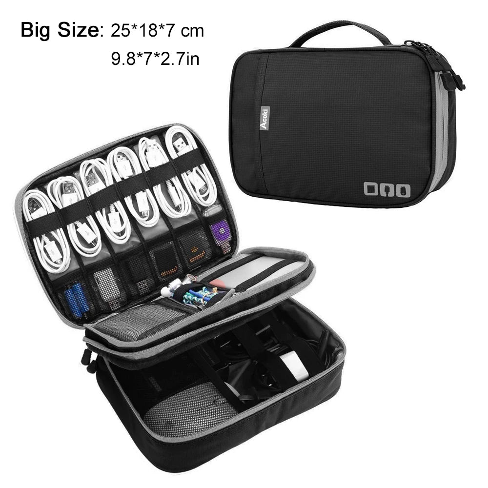 Portable Electronic Accessories Travel case,Cable Organizer Bag Gadget Carry Bag for iPad,Cables,Power,USB Flash Drive, Charger