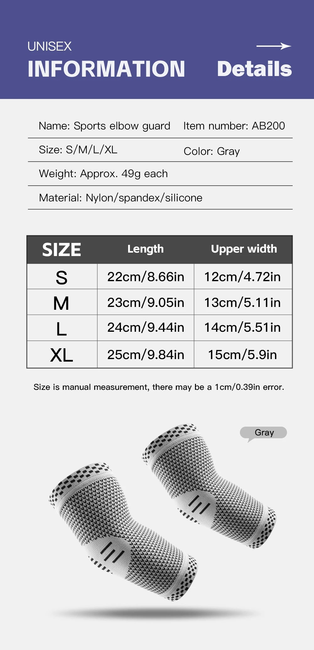 1Pcs Fitness Elbow Brace Compression Support Sleeve for Tendonitis, Tennis Elbow, Golf Treatment - Reduce Joint Pain