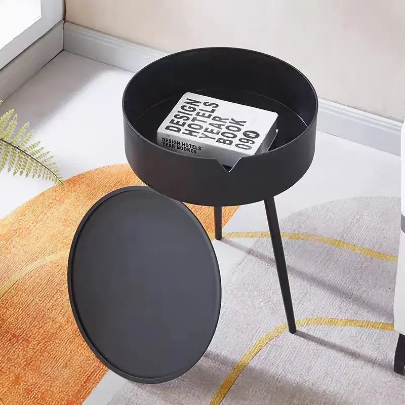 Round Nightstand with Storage - Bedside Table for Bedroom, Small Side Table for Living Room