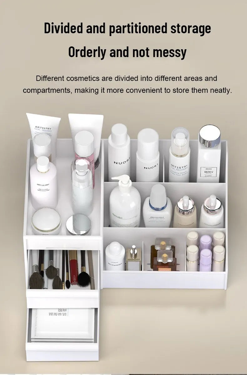 1pc White New Drawer Makeup Storage Box - Dormitory Finishing Plastic Shelf
