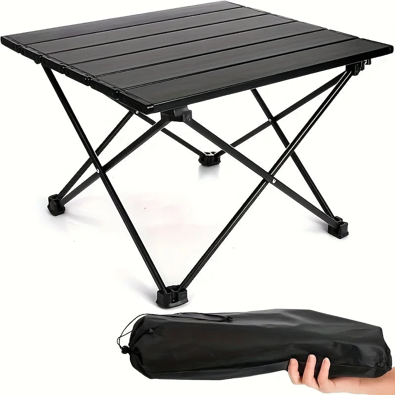 Portable Folding Stainless Steel Camping Side Table Multifunctional Beach Picnic Table for Outdoor BBQ Hiking Boating Cooking