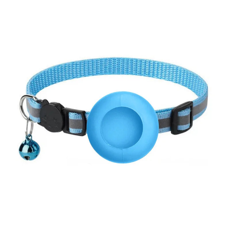 Airtag Cat Collar, Reflective Breakaway Safety Buckle with Bell, Adjustable Anti-Lost GPS Collar Holder for Kittens Puppies