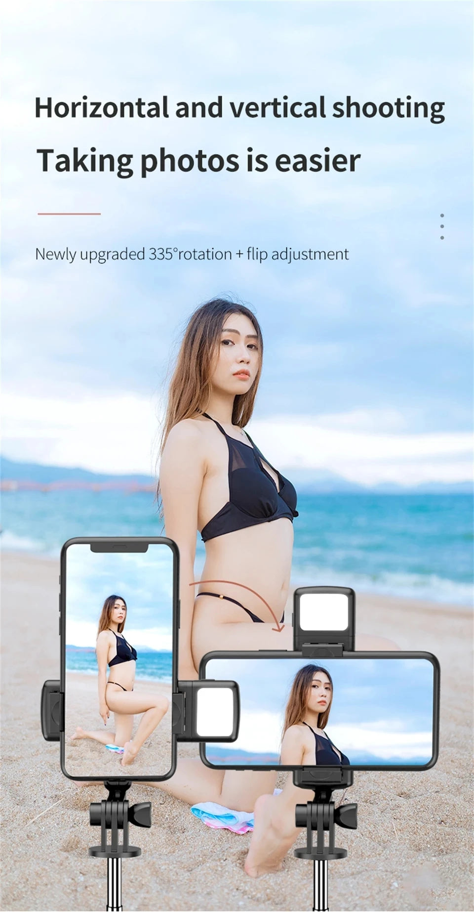 New Tripod for Smartphone Camera, Stand with Bluetooth Shutter and Light, Wireless Selfie Stick Brackets with Phone Holde