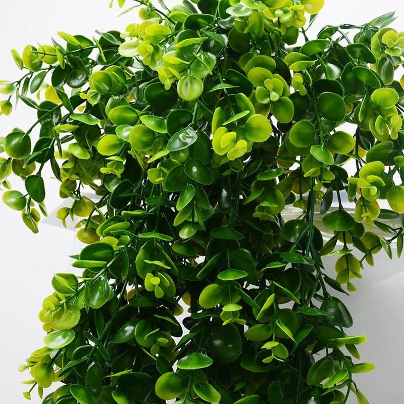Green Artificial Eucalyptus Vine Wall Hanging Fake Plants Vine for Home Room Decor Garden Wedding Decoration Outdoor Ornament