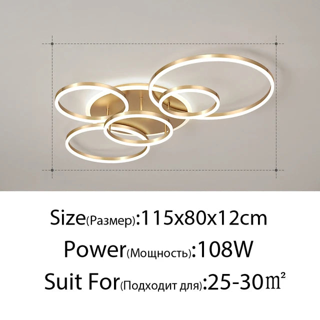 Modern LED Chandelier Ceiling Light - Round Ring Lustre