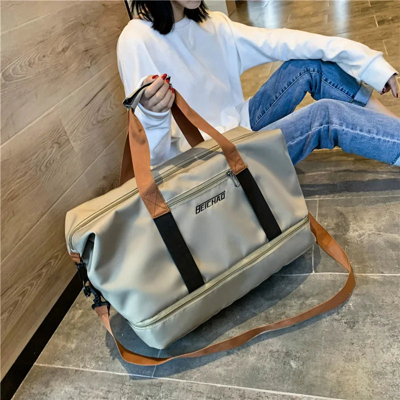 Large Capacity Travel Gym Bag Short-distance Luggage Portable Fitness Bags Shoulder Crossbody Handbags Men's Sports Waterproof B