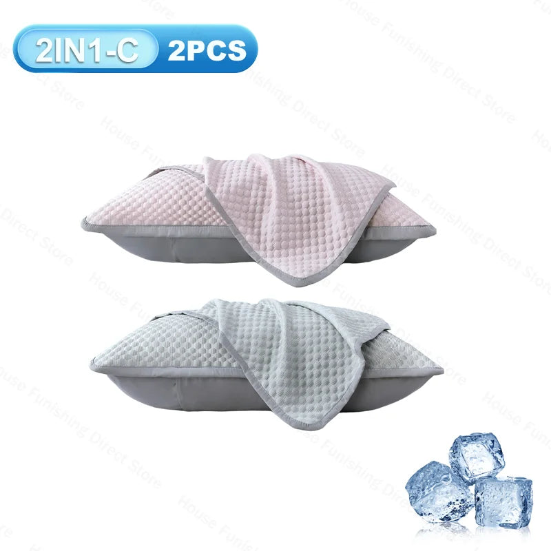 Ice Silk Cooling Pillowcase New 2/1PC Breathable Summer Bedding Washable Pillow Cover 48x74cm Sleepers Air Conditioning Comfort