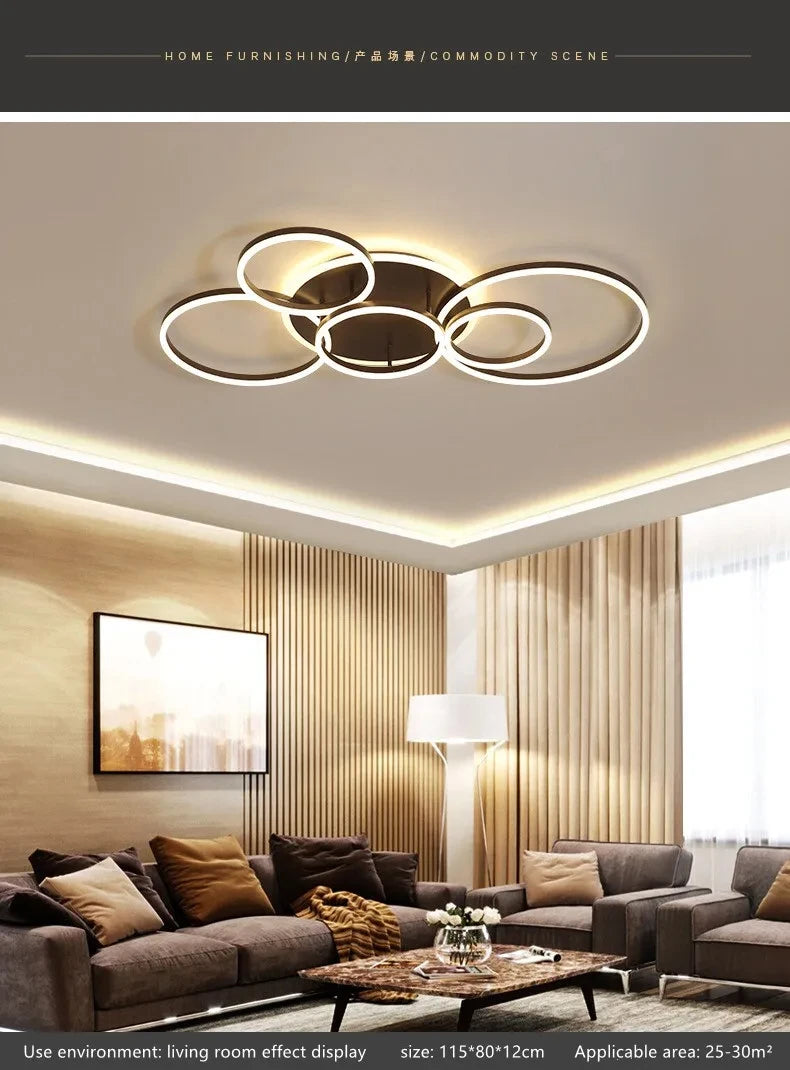 Modern LED Chandelier Ceiling Light - Round Ring Lustre