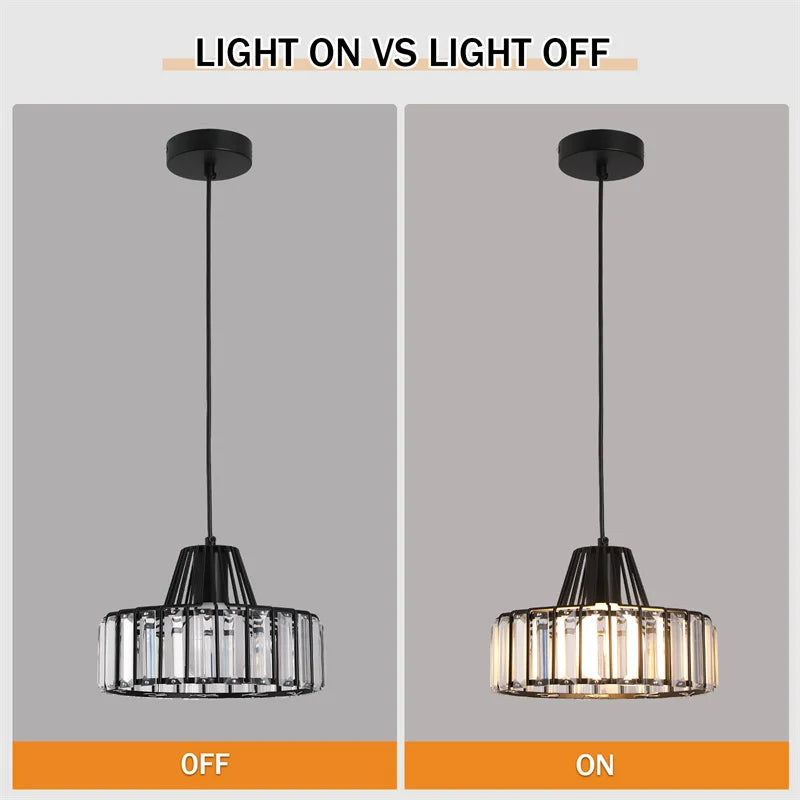 Modern Pendant Light Nordic Crystal Led Chandelier Hanging Ceiling Lamp Luxury Indoor Lustre Dining Room Kitchen Island Fixture