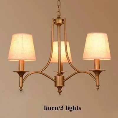 Modern Bronze Metal Led Chandelier Lighting Living Room Decor Led Pendant Chandeliers Lamp Fabric Hanging Light Fixture Lamparas