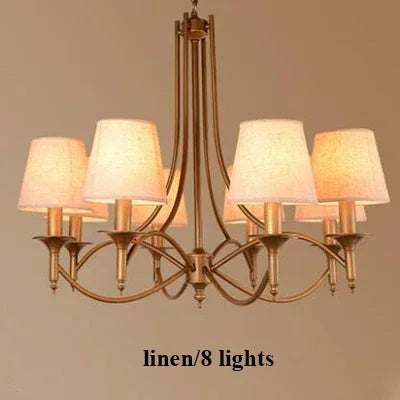 Modern Bronze Metal Led Chandelier Lighting Living Room Decor Led Pendant Chandeliers Lamp Fabric Hanging Light Fixture Lamparas