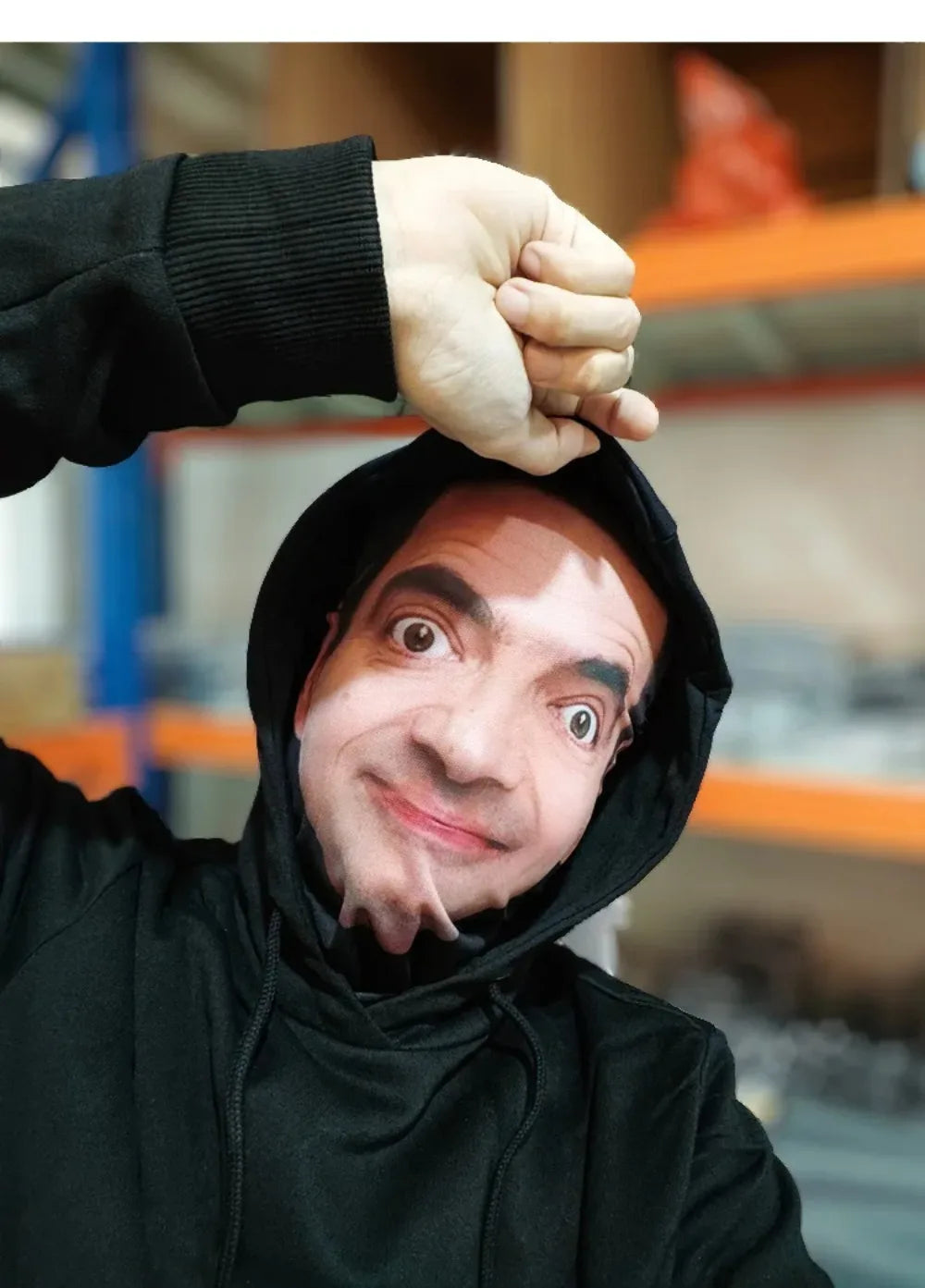 3D Mr. Bean Mask Funny Face Printed Head Scarf Famous Person  Head Mask Halloween Cosplay
