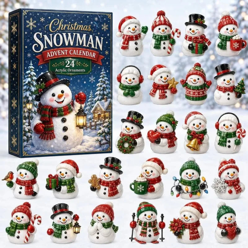 24-Day Mini Christmas Brick Ornament Advent Calendar,2D Acrylic Christmas Tree Backpack Pendant Holiday Countdown Gift