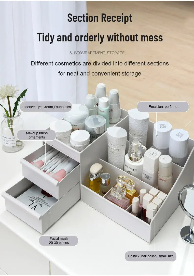 1pc White New Drawer Makeup Storage Box - Dormitory Finishing Plastic Shelf