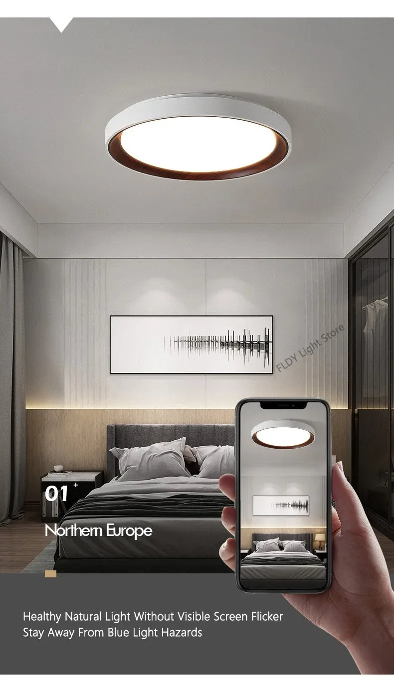 Ceiling Light - Minimalist Walnut Grain Light