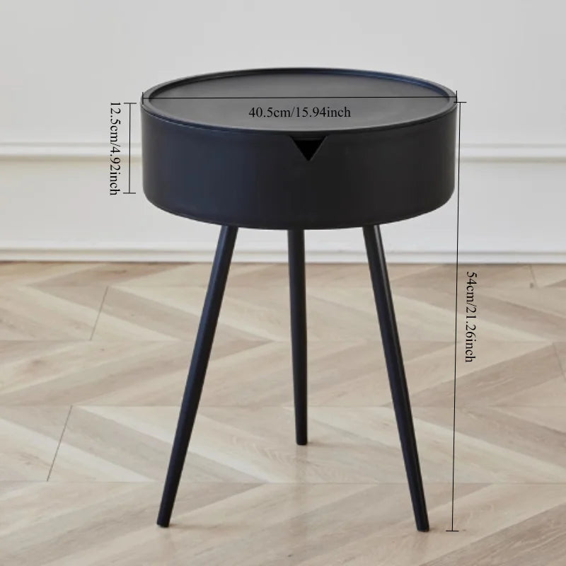 Round Nightstand with Storage - Bedside Table for Bedroom, Small Side Table for Living Room