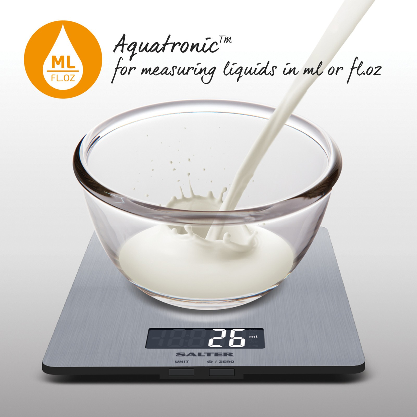 Salter Digital Kitchen Scale Brushed Stainless Steel Measures Food & Liquid 5Kg