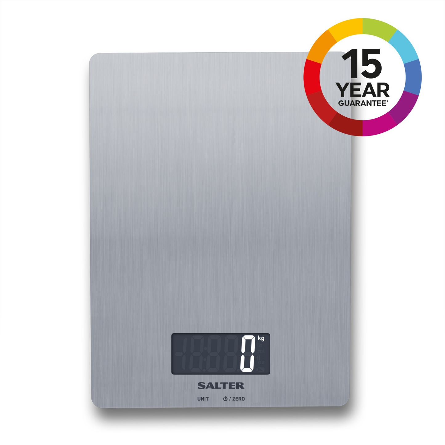 Salter Digital Kitchen Scale Brushed Stainless Steel Measures Food & Liquid 5Kg