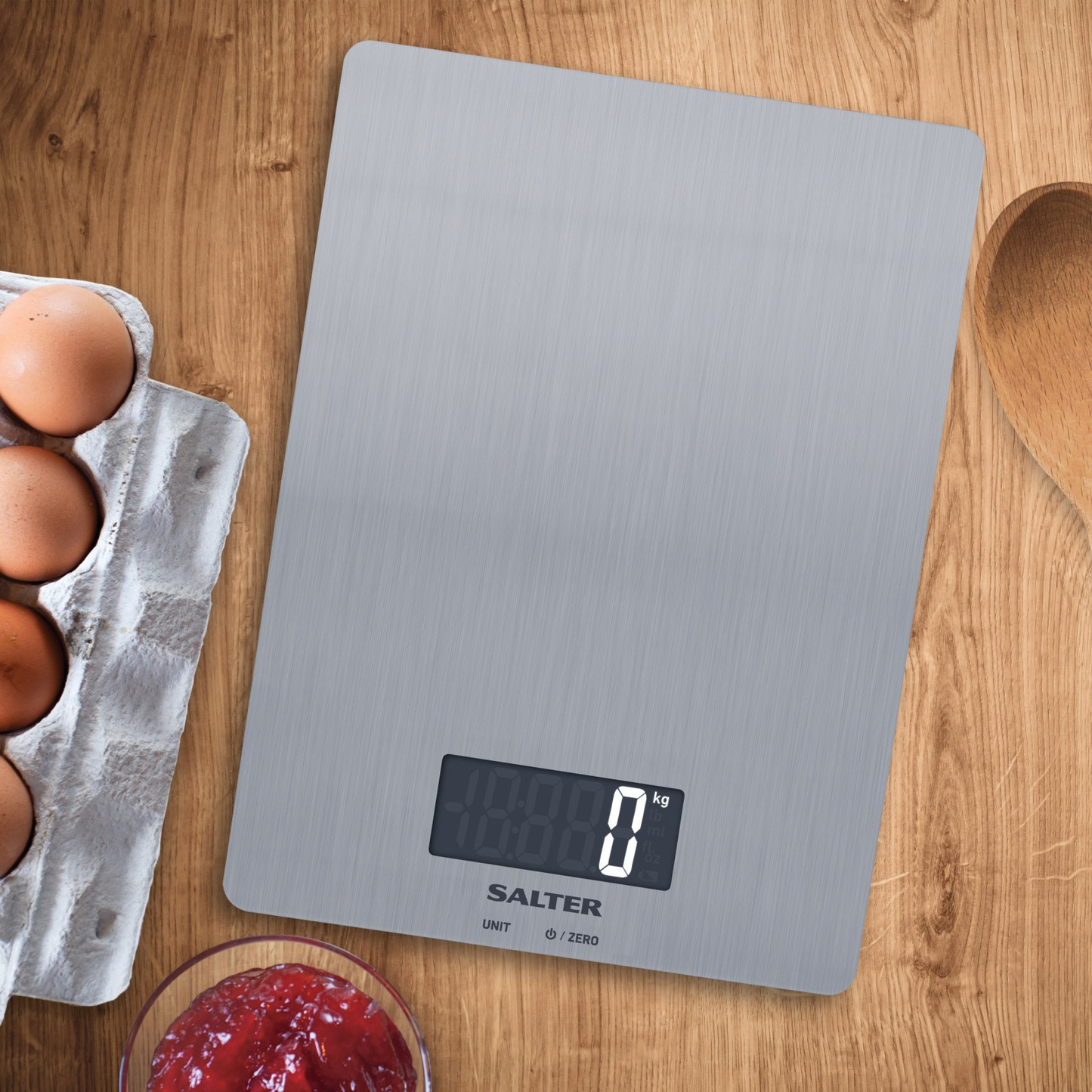 Salter Digital Kitchen Scale Brushed Stainless Steel Measures Food & Liquid 5Kg