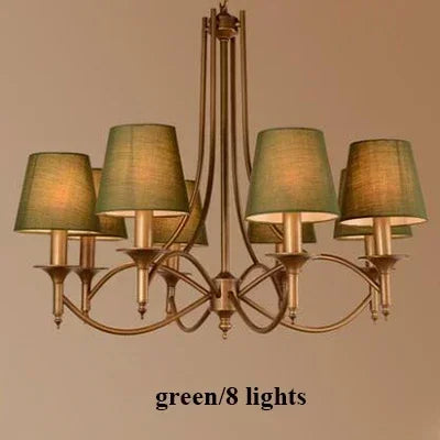 Modern Bronze Metal Led Chandelier Lighting Living Room Decor Led Pendant Chandeliers Lamp Fabric Hanging Light Fixture Lamparas