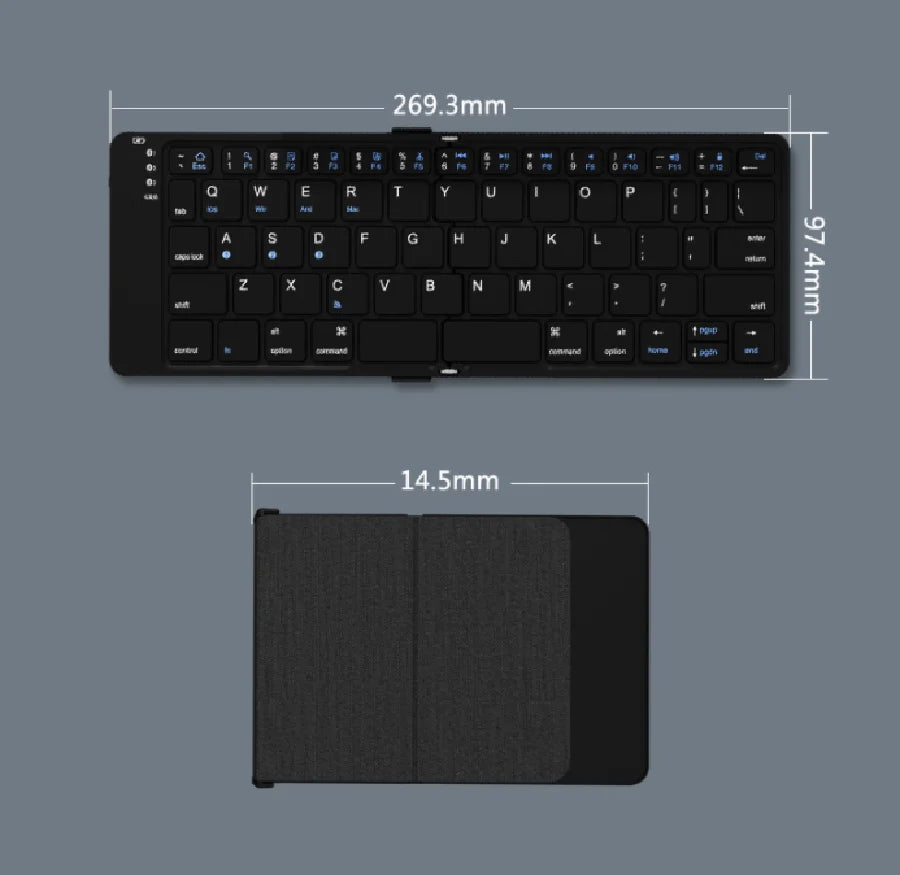 BOW Foldable Bluetooth Keyboard Rechargeable Wireless Keyboard  Folding 2.4G Keyboard for iPhone ipad Laptop Desktop