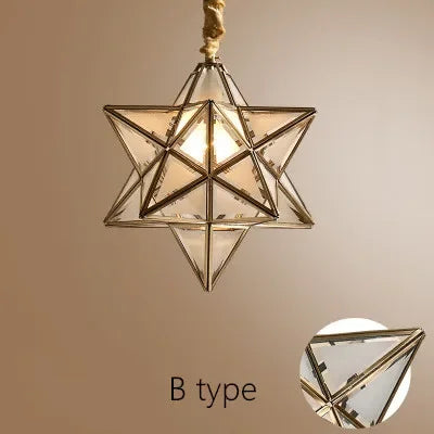 Simple Bedroom Creative Personality Glass/copper Star Chandelier Lamps