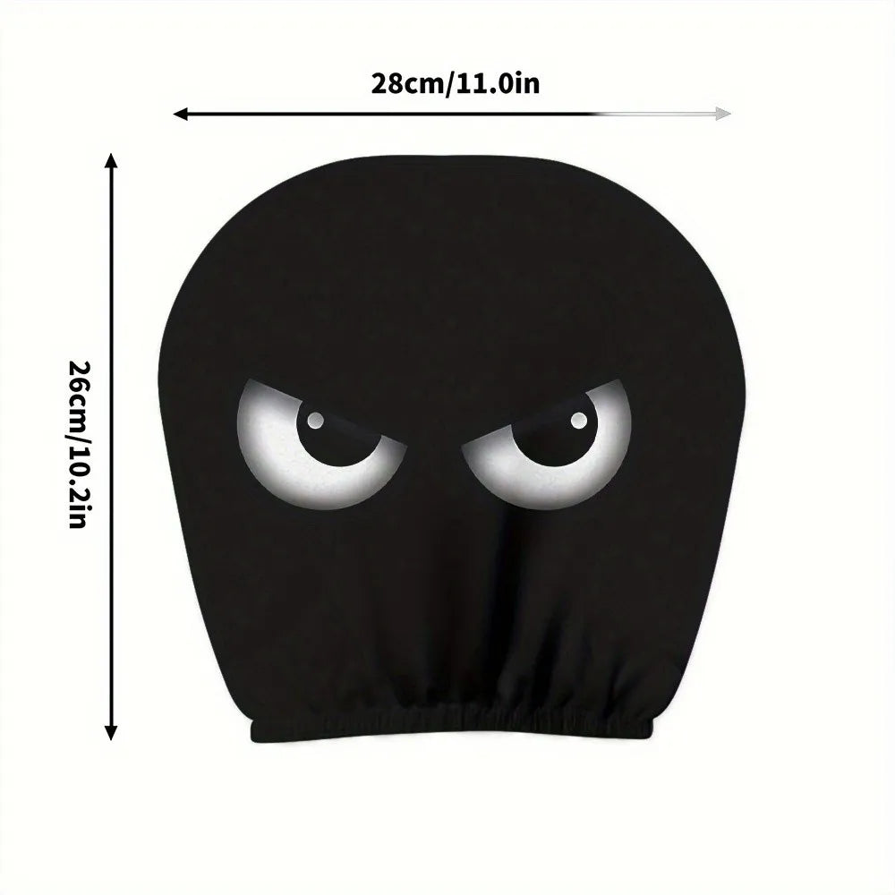 2PCS Funny Slanted Eyes Car Headrest Covers for Halloween or seasonal parties