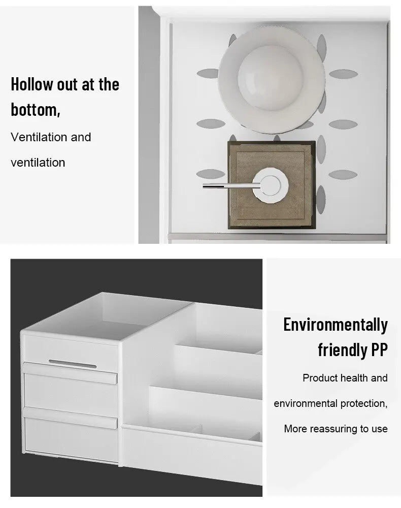 1pc White New Drawer Makeup Storage Box - Dormitory Finishing Plastic Shelf
