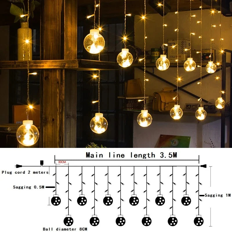 Christmas Led Lights Decoration Fairy String for Room Light Curtain