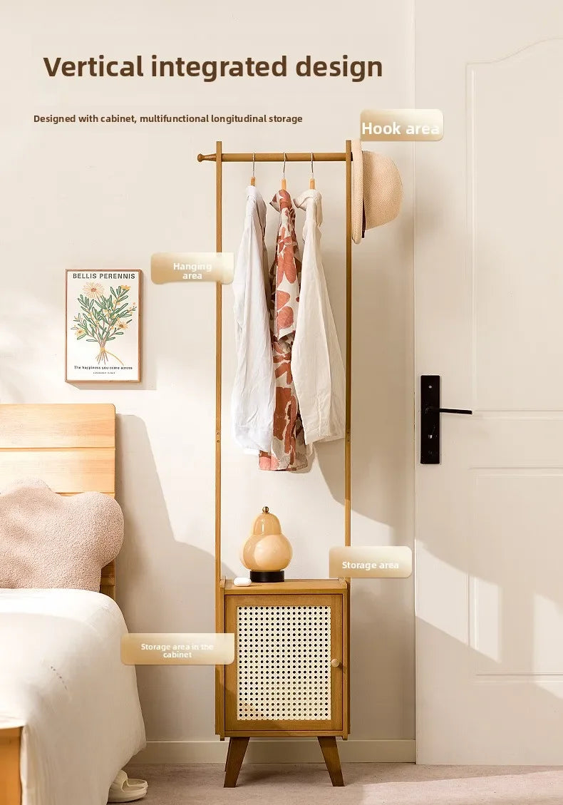 Small apartment solid wood Bedroom Unit with drawers and integrated hanger section