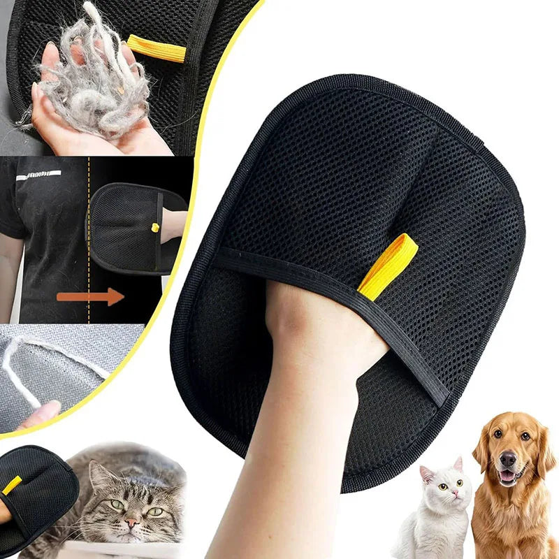Hot pet hair removal tools reusable gloves, pet double-sided beauty gloves, carpet removal pet fur hair pet supplies