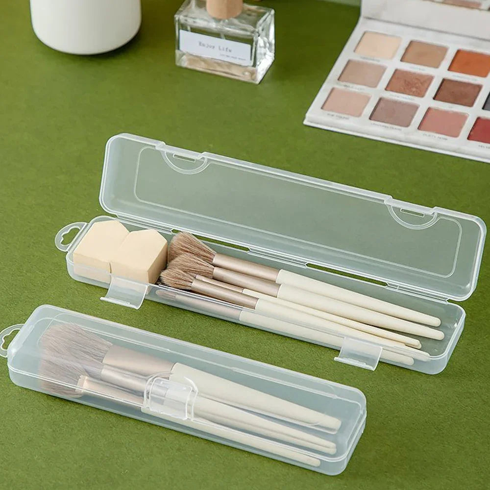 Portable transparent dustproof plastic tableware box Rectangle Case For spoons forks chopsticks straws makeup brush storage box